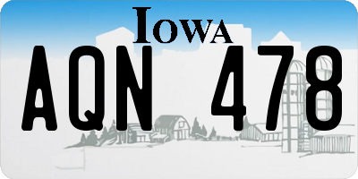 IA license plate AQN478