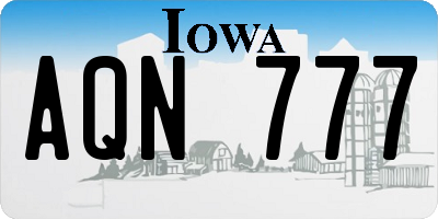 IA license plate AQN777