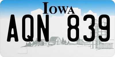 IA license plate AQN839