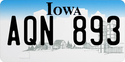 IA license plate AQN893