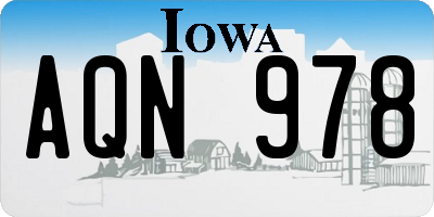 IA license plate AQN978