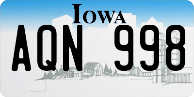 IA license plate AQN998