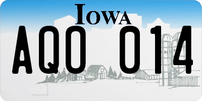 IA license plate AQO014
