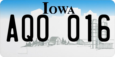 IA license plate AQO016