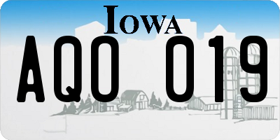 IA license plate AQO019