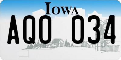 IA license plate AQO034