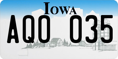IA license plate AQO035