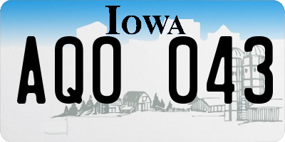 IA license plate AQO043