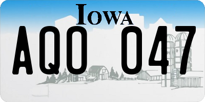 IA license plate AQO047