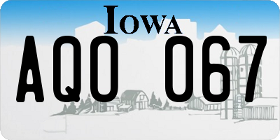 IA license plate AQO067