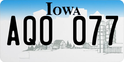 IA license plate AQO077