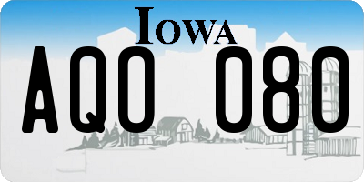 IA license plate AQO080