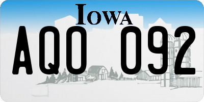 IA license plate AQO092