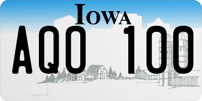 IA license plate AQO100