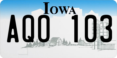 IA license plate AQO103
