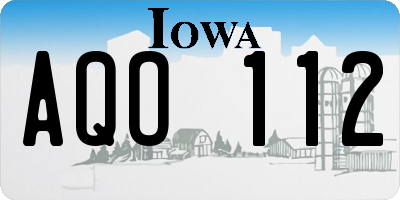IA license plate AQO112