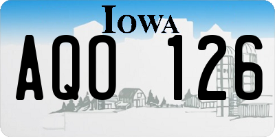 IA license plate AQO126