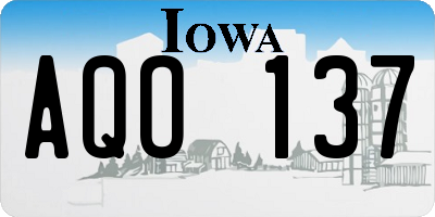 IA license plate AQO137