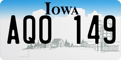 IA license plate AQO149