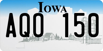 IA license plate AQO150