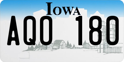 IA license plate AQO180