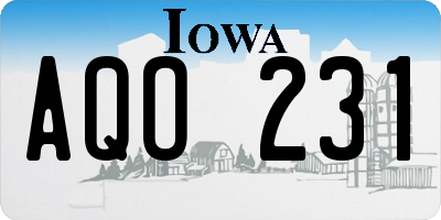 IA license plate AQO231