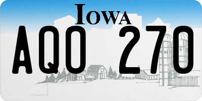 IA license plate AQO270
