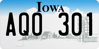 IA license plate AQO301