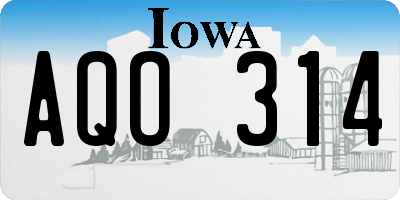 IA license plate AQO314