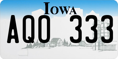 IA license plate AQO333