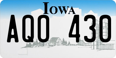 IA license plate AQO430