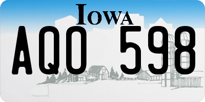 IA license plate AQO598
