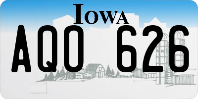 IA license plate AQO626