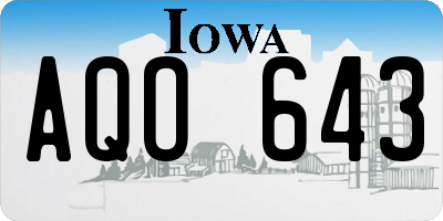 IA license plate AQO643