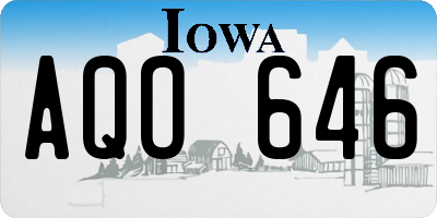 IA license plate AQO646