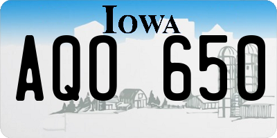 IA license plate AQO650