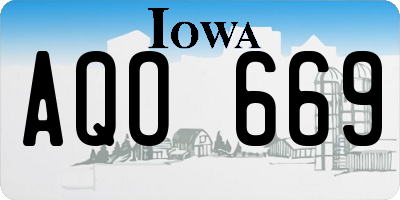 IA license plate AQO669