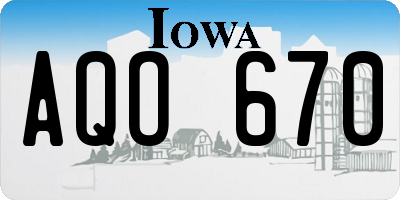 IA license plate AQO670