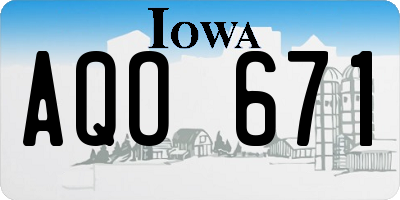 IA license plate AQO671