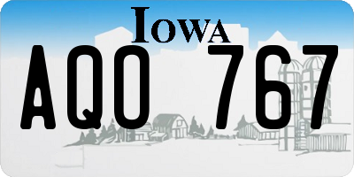 IA license plate AQO767