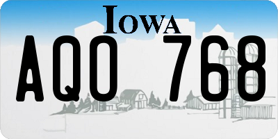 IA license plate AQO768