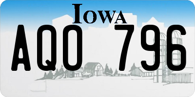 IA license plate AQO796
