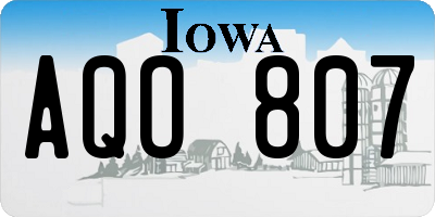IA license plate AQO807