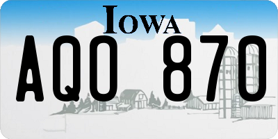 IA license plate AQO870