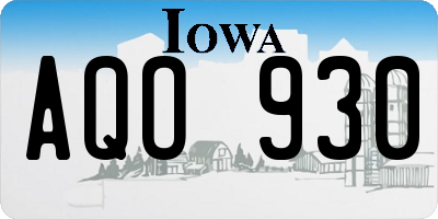 IA license plate AQO930