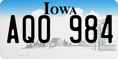 IA license plate AQO984