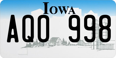 IA license plate AQO998