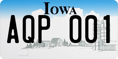 IA license plate AQP001