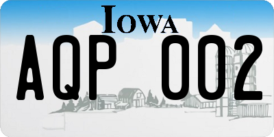 IA license plate AQP002