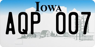 IA license plate AQP007